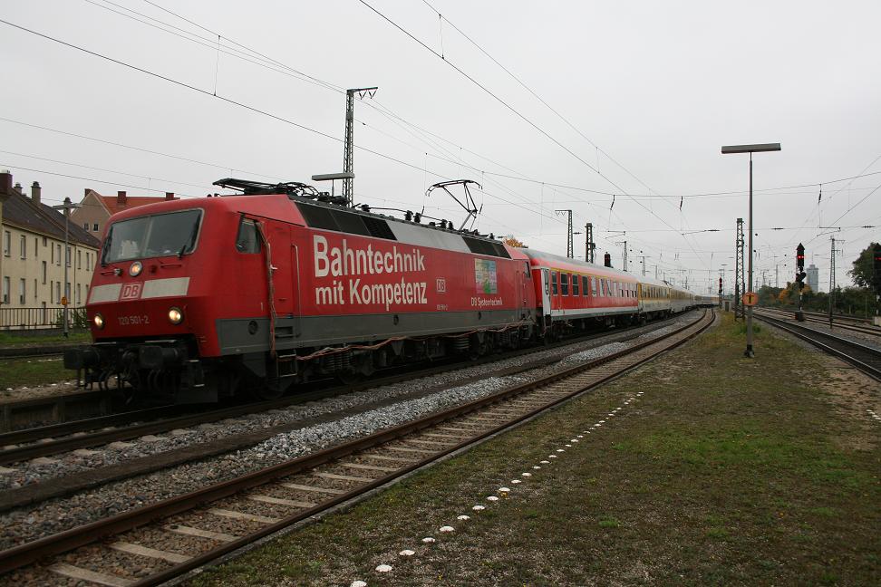 120 501 mit Messzug in Augsburg-Oberhausen Richtung Donauw�rth