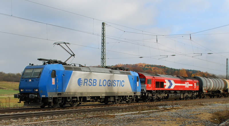 185 526-1 + DE672, HGK, aufgenommen am 13.11.12, in Jettingen.