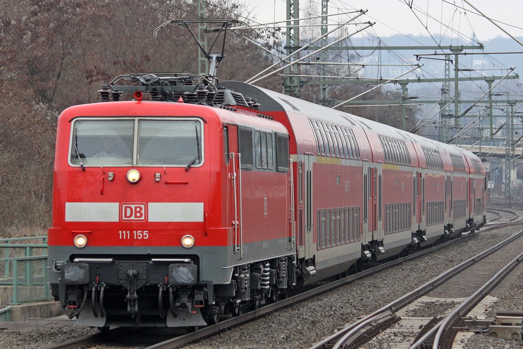 Die 111 155 in Wuppertal Vohwinkel am 22,01,10