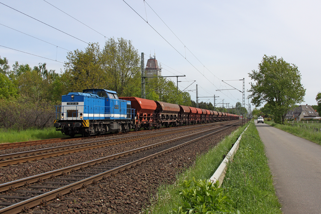 Die V100-SP-009 (203 129-2 ex DR 202 528) in Brokstedt am 18,05,12