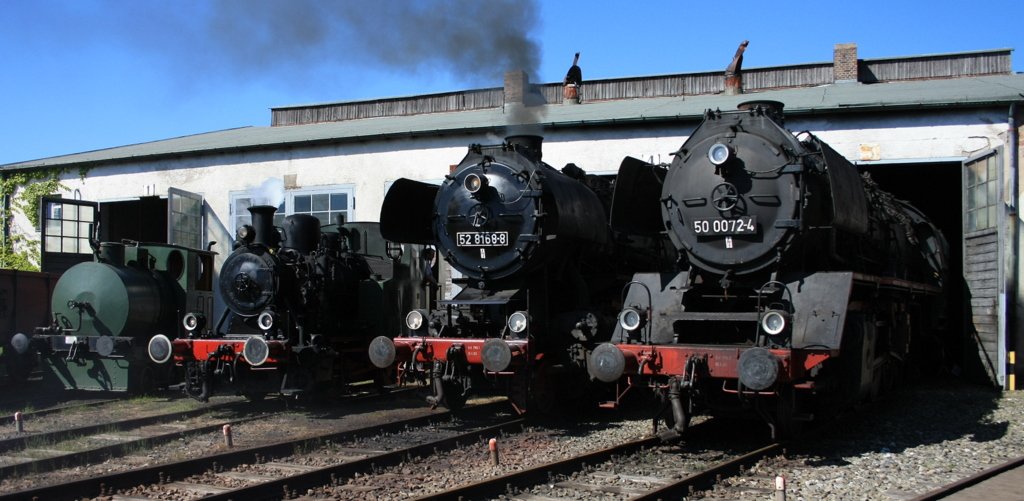 Eine kleine Dampfspeicherlok, die zweiachsige Luci, 52 8168 und die �L 50 0072 pr�sentierten sich am 05.06.2010