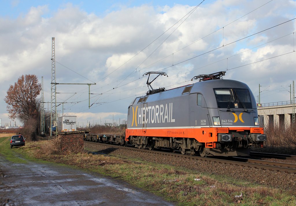 Hectorrail´s 242.516  Ferdinand  in Porz Wahn am 05.02.2013