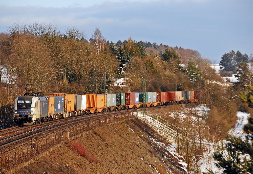 In Rgensburg Laaber konnte im letzten Licht ein WLC abgelichtet werden.
182 523 gen N�rnberg.