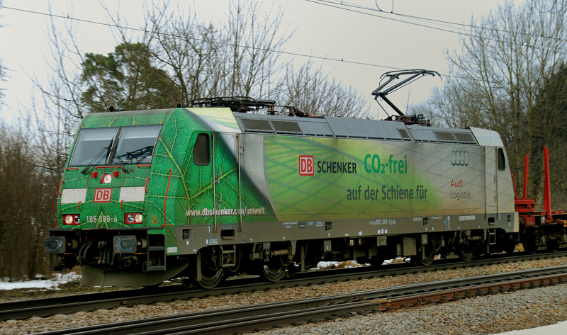 Portrait 185 389-4, CO2 Lok, aufgenommen am 19.02.13, in A�ling.