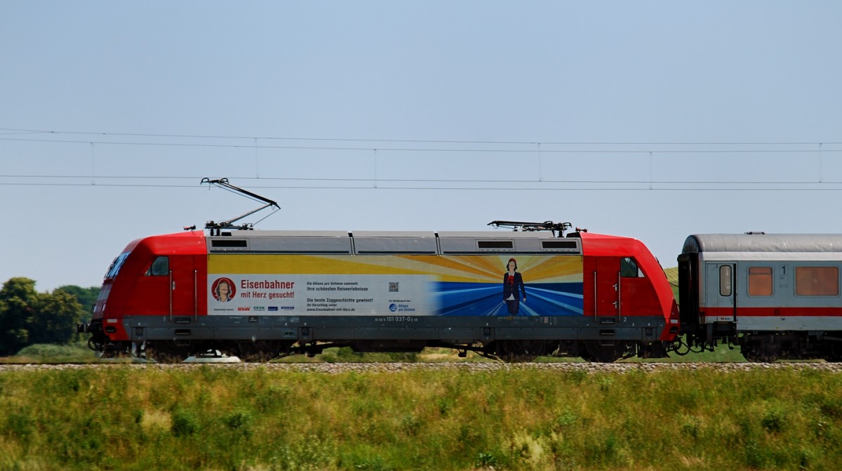 101 037-0, aufgenommen am 06.06.14, kurz vor Burgau.