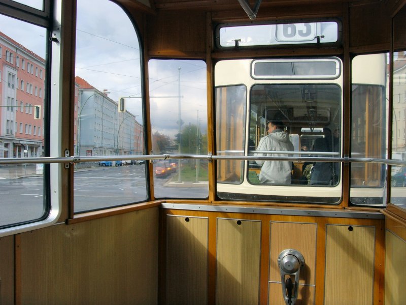 Im Beiwagen des Rekozuges bei der Themenfahrt im Oktober 2009