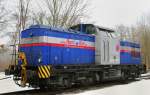 V1405 02,  Brunhilde , der RentARail, aufgenommen am 22.01.10, vor den Werkst�tten der RaR im Bahnhof Neuoffingen.