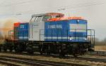 203 637-4, aufgenommen am 02.03.10, bei der Durchfahrt durch Gersthofen, Strecke Augsburg-Donauw�rth.