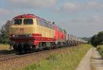 217 002-5 und 217 012-4 mit Kalkzug in T��ling am 01.08.2011