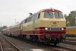 Die 218 105-5 in Frankenberg (Eder) am 23,10,10