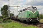 V200 053 der Brohltalbahn mit Aluzug in Porz Wahn am 08.07.2011