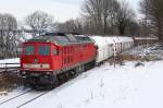 Die 232 553-8 bei der Ausfahrt aus W�lfrath Flandersbach , am 21,12,09 