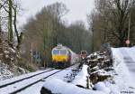 266 416-7 mit dem GM 47750 (Wülfrath-Rohdenhaus - Beverwijk) am 29.12.2014 auf der Angertalbahn bei Heiligenhaus.