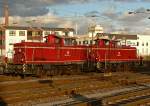 260 770-3 und 260 239-9 der EfW, abgestellt am Bf.