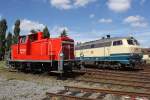 Die 360 303-2 neben 217 014-0 im BW N�rnberg Gostenhof am 19,08,10 