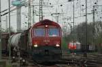 K�ln Gremberg 09.04.2010:  HGK DE62 trifft auf eine franz�sische PRIMA Lok