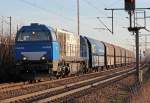 Eine Vossloh G2000BB am NIAG Ganzzug in Porz Wahn am 09.02.2011