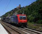 In Kaub kam die 482 035-5 obwohl eigentlich die Strecke wegen Umfangreicher Bauarbeiten gespert sein sollte.