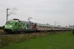101 040 mit IC auf Umleiter Strecke Augsburg-Geltendorf-M�nchen zwischen Merching und Schmiechen.