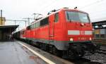 Auf dem Heimweg nach Franfkurt regnete es wie verr�ckt und die 111 098-0 raste wie verr�ckt gen Frankfurt.