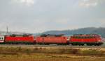 115 302-2 + 120 149-0 + 120 146-6, aufgenommen am 10.12.09, Strecke Ulm-Augsburg, kurz nach Mindelaltheim.