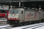 Hier kommt die Crossrail 186 durch Aachen Hbf gefahren.