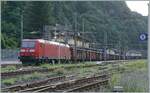 Die DB 185 133-6, 140-1 und 185 101-3 sind mit ihrem Tonerdezug in Iselle di Trasquera in Richtung Domo II unterwegs.