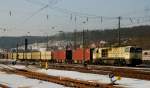Das Highlight des Tages kam schon fr�hmorgens! Der Warsteiner-Zug! Zuglok die WLE 21, eine MAK 2000 BB, mit dem durstmachenden Warsteiner-Logo an der Seite! Aufgenommen am 09.03.10, bei der Durchfahrt