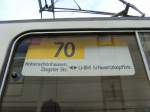Linienschild Linie 70 am KT4D Tw 482, Aufnahme Berlin Alexanderplatz Oktober 2009