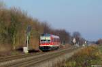 628 502-6 als RB 11163 (Neuss Hbf - Horrem) am 12.01.2014 bei Kapellen-Wevelinghoven.