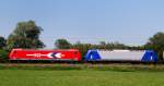 145 089-0 + 145 037-2, HGK, aufgenommen am 06.06.14, bei Mindelaltheim.