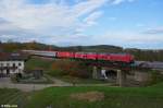 218 403-4, 218 440-6 und 1116 050-6 mit dem EC 113 von Frankfurt nach Klagenfurt am 27.10.2013 bei Salling.