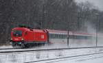 1116 028-0, aufgenommen am 28.01.10, bei der Durchfahrt durch Neuoffingen, Strecke Ulm-Augsburg.