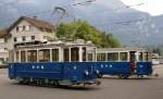 TPC/BVB: Erinnerung an den fr�heren bereits seit mehreren Jahren eingestellten Trambetrieb zwischen dem Bahnhof Bex und B�vieux.