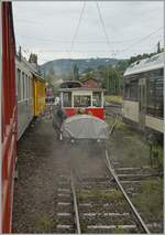 Autour de la voie ferrée / Rund um die eiserne Bahn (Herbstevent 2024) vom Dampfzug aus fällt der Blick aufs Nebengleis, wo die aus der Bretagne stammende Dm 2/2 N* 3  Le Biniou  mit einem