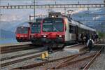 NPZ-Treffpunkt Immensee, der Nahverkehr nach Rotkreuz über die aargauische Südbahn wird durch die SOB bedient, hier mit dem ehemaligen BT-NPZ nach BLS-Baumuster und die SBB mit zwei NPZ-Domino, die von der Gotthardstrecke nach Luzern deren Seitenast bedienen. Blickrichtung Gotthardstrecke. März 2019.