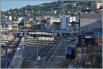 Ein Blick auf den Bahnhof von Montreux von Südosten her.