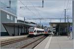 Alltags-RER-VAUD-Verkehr im modernen Bahnhof von Prilly-Malley mit SBB RABe 523.