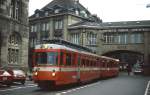 Im Fr�hjahr 1979 verl�sst BDe 4/8 21 der Trogener Bahn den Bahnhof St.