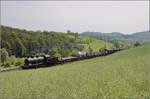 GmP mit A 3/5 705 auf der B�zbergstrecke bei Zeihen anl�sslich des Bahnparkfestes Brugg. Mai 2018.