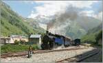 Die BFD (Brig-Furka-Disentis), heute DFB (Dampfbahn Furka Bergstrecke) HG 3/4 N� 1 in Gletsch.