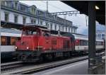 Die Bm 4/4 18435 besorgt den Rangierdienst in Brig.