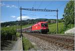 Die ÖBB 1116 204-7 mit eienr kurzen RJ Garnitur (und einer weiteren 1116) nach Probefahrten in Lausanne auf dem Weg nach Bern.