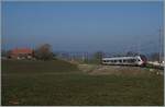 In weiten Kurven windet sich das Trasse der Strecken von Romont nach Vuisternens-devant- Romont, um die gut achzig Höhenmeter zu überwinden.