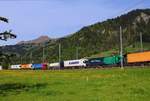 Güterverkehr auf der Lötschberg-Achse: Einfach mitten in einen Zug hinein zu photographieren ist bei der bunten Vielfalt des Güterverkehrs hier immer höchst interessant.Bei
