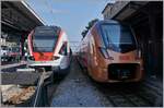 Bald (lang ersehnter) Alltag: während der TILO RABe 524 105 als S 2 nach Castine Arbedo Locarno fahren wird, steht SOB RABe 526 206-8 (UIC 94 85 7 526 206-8 CH-SOB), hier auf einer Testfahrt, in Locarno für die direkte Fahrt nach Zürich oder Basel bereit.

15. Sept. 2020