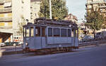 Ueberfuhr von der LEB in Lausanne Chauderon zur Umladestelle in Sébeillon: Tramwagen 407 für Ueberfuhrfahrten von Lausanne Chauderon LEB hinunter nach Lausanne Sébeillon.