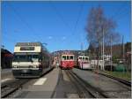 Noch Alltag in Blonay: GTW 2/4 und BDeh 2/4 im Nah- und Ausflugsverkher nach Vevey bzw.