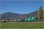 Kurz nach Gstaad ist die MOB Ge 4/4 8004  Swisstainable  mit dem GoldenPass Express PE 4069 auf der Fahrt von Interlaken Ost nach Montreux.

13. Oktober 2025