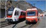 In Vernayaz M-C begegnet der TMR Beh 4/8 72 (UIC 90 85 838 072-4 CH-TMRSA) dem neuen TMR/SNCF Beh 4/8 (90 85 838 0891-4).
